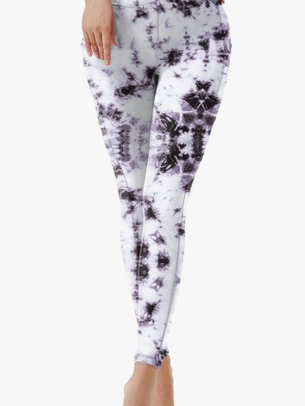 Tie-Dye High-Waist Leggings in White and Purple